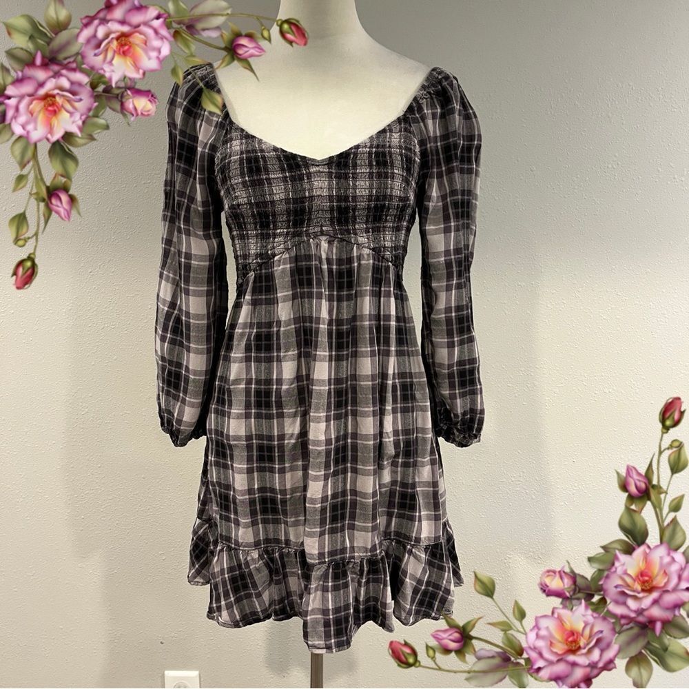Hollister Plaid Long Sleeve Mini Dress‎